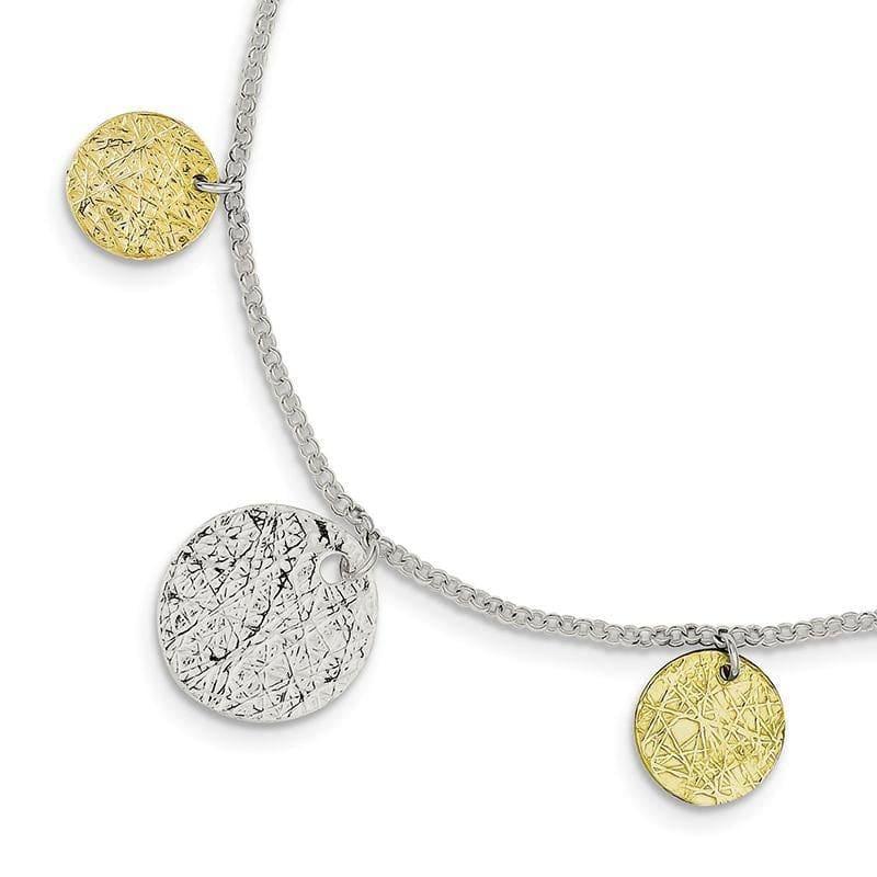 Sterling Silver & Vermeil Polished & Textured 7 Inch Bracelet - Seattle Gold Grillz