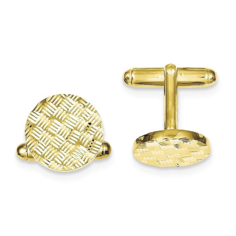 Sterling Silver & Vermeil Round Woven Design D-C Cuff Links - Seattle Gold Grillz