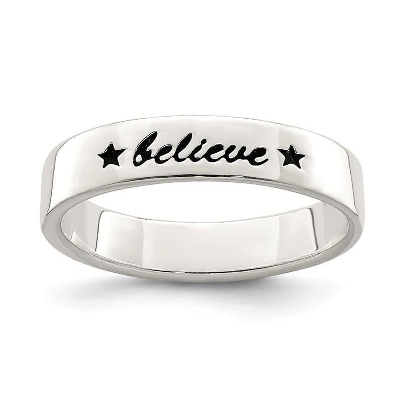 Sterling Silver Antiqued & Polished Believe Ring - Seattle Gold Grillz