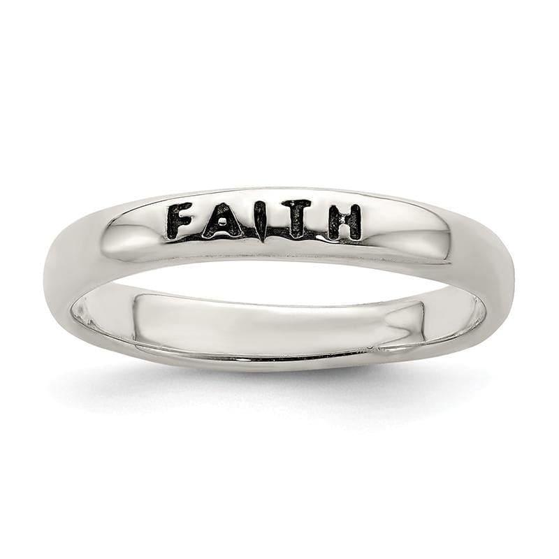 Sterling Silver Antiqued and Polished Faith Ring - Seattle Gold Grillz