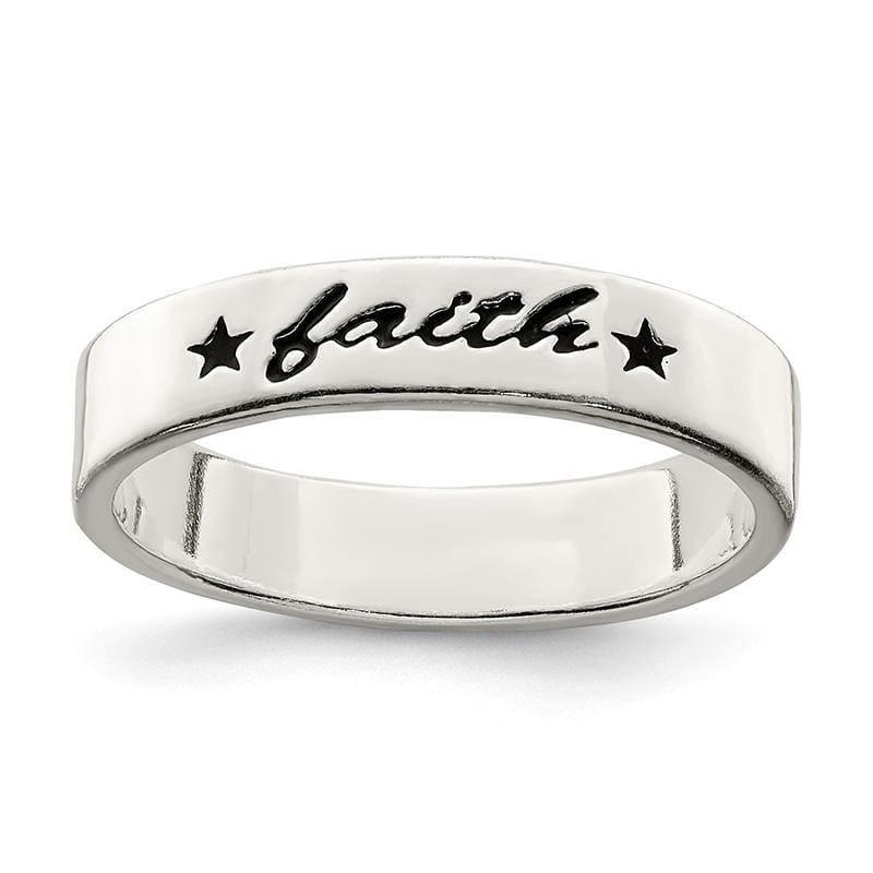 Sterling Silver Antiqued & Polished Faith Ring - Seattle Gold Grillz
