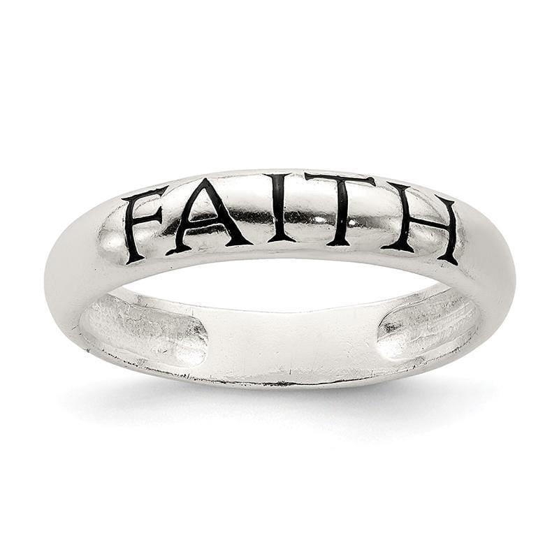Sterling Silver Antiqued & Polished Faith Ring - Seattle Gold Grillz
