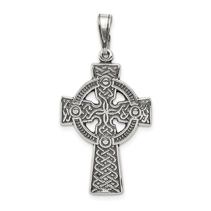 Sterling Silver Antiqued Celtic Cross Pendant - Seattle Gold Grillz