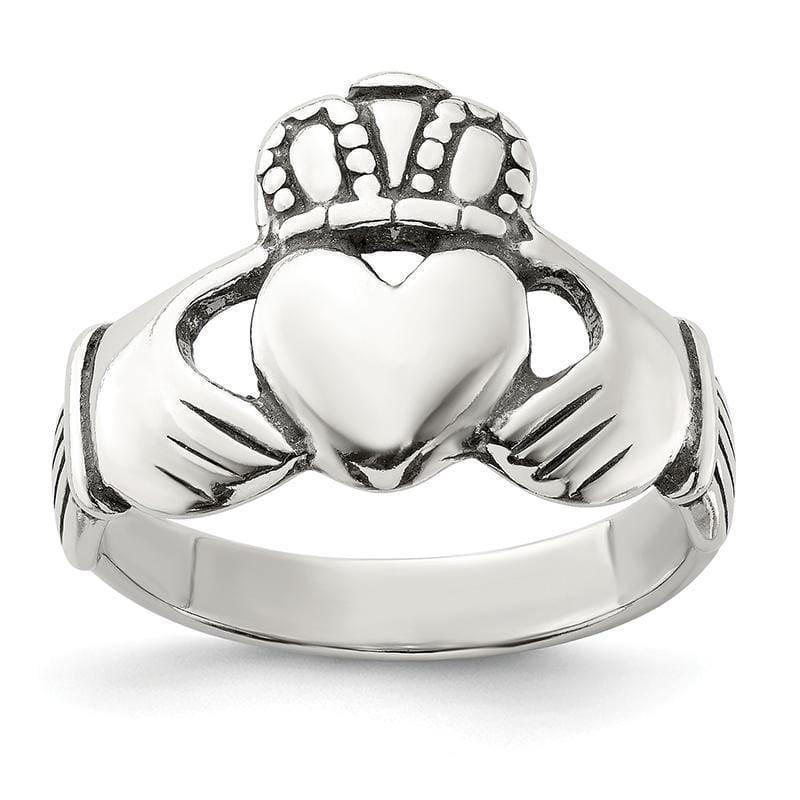 Sterling Silver Antiqued Claddagh Ring - Seattle Gold Grillz