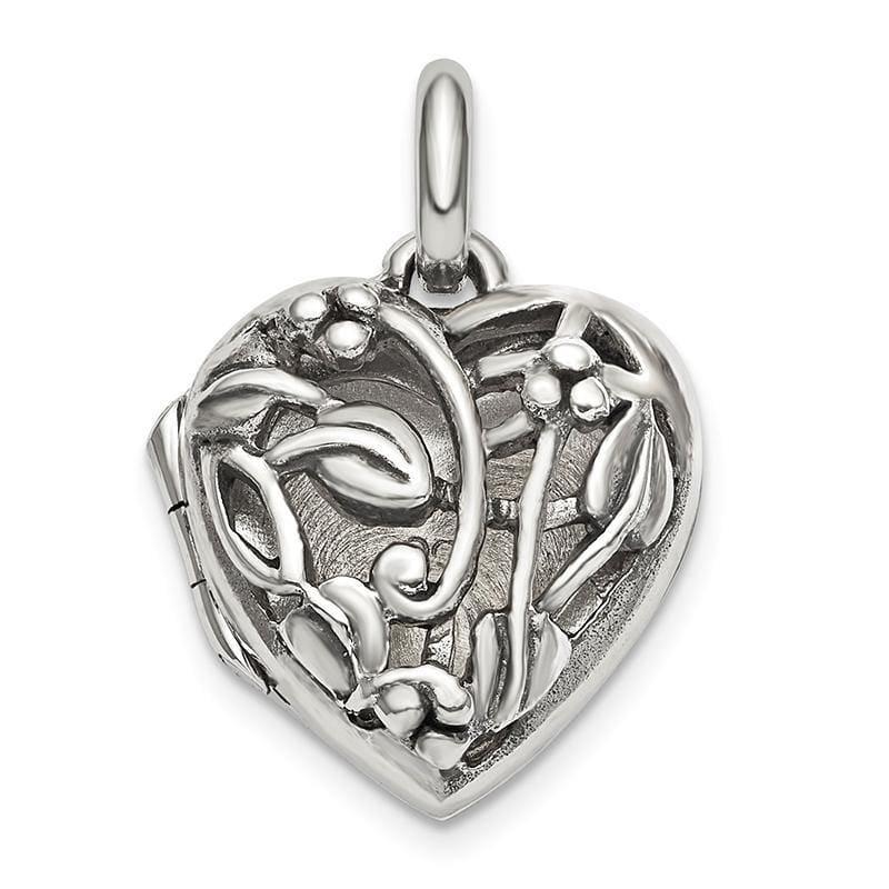 Sterling Silver Antiqued Filigree Locket Pendant | Weight: 3.79 grams, Length: 24mm, Width: 16mm - Seattle Gold Grillz