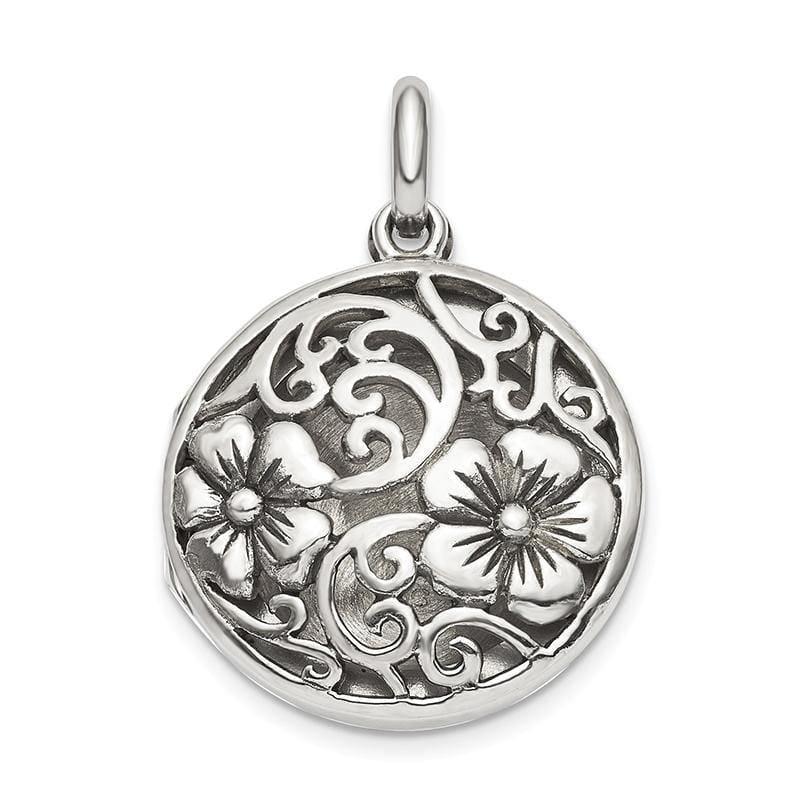 Sterling Silver Antiqued Filigree Locket Pendant | Weight: 4.58 grams, Length: 24mm, Width: 20.8mm - Seattle Gold Grillz