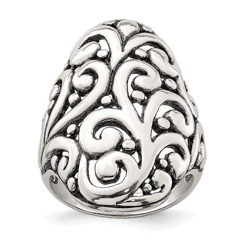 Sterling Silver Antiqued Filigree Ring - Seattle Gold Grillz