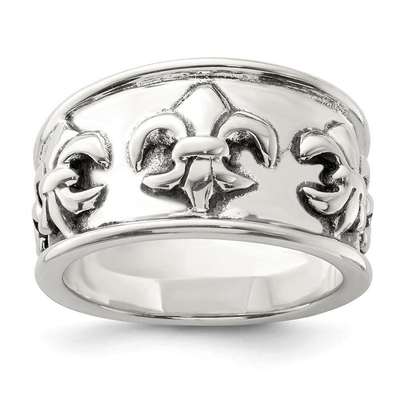 Sterling Silver Antiqued Fleur de Lis Ring - Seattle Gold Grillz