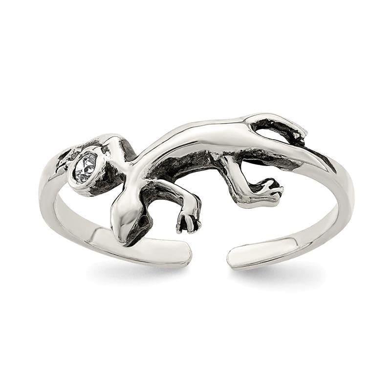 Sterling Silver Antiqued Lizard CZ Toe Ring - Seattle Gold Grillz