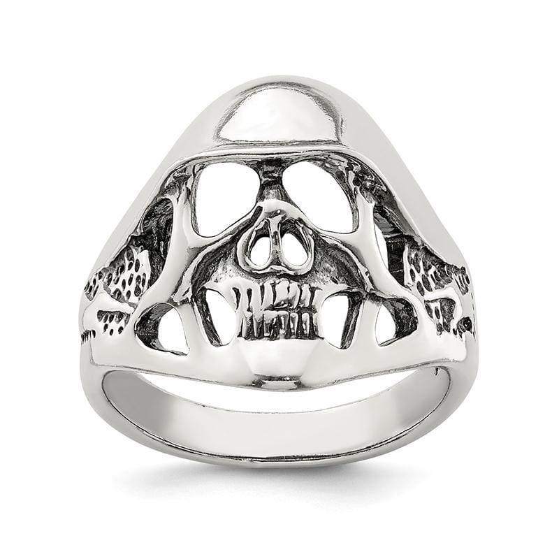 Sterling Silver Antiqued Skull Ring - Seattle Gold Grillz