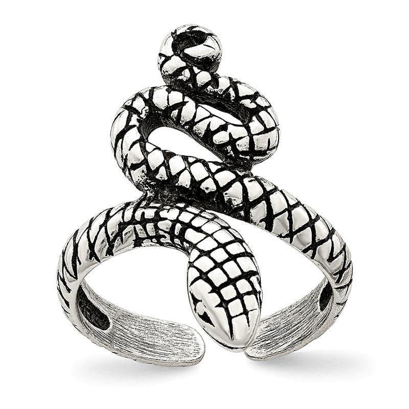 Sterling Silver Antiqued Snake Toe Ring - Seattle Gold Grillz