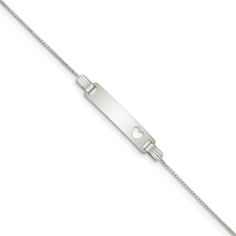 Sterling Silver Baby ID with Cut-out Heart Bracelet - Seattle Gold Grillz