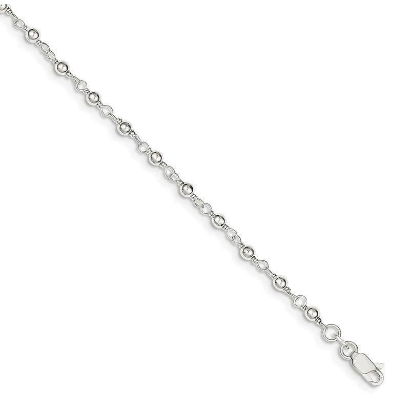 Sterling Silver Bead & Link Bracelet | Weight: 2.88 grams, Length: 7.25mm, Width: mm - Seattle Gold Grillz