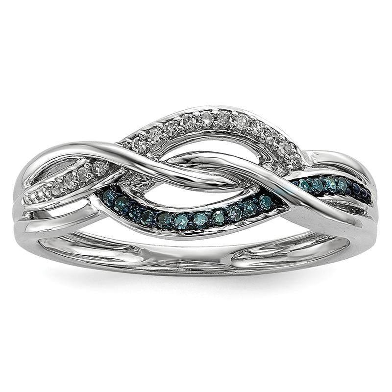 Sterling Silver Blue and White Diamond Ring - Seattle Gold Grillz