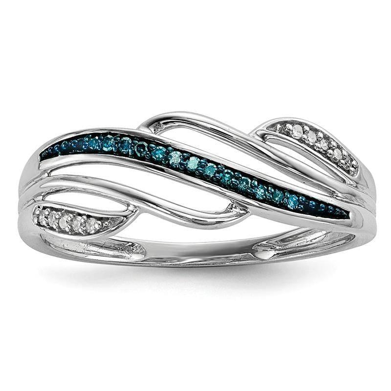 Sterling Silver Blue and White Diamond Ring - Seattle Gold Grillz