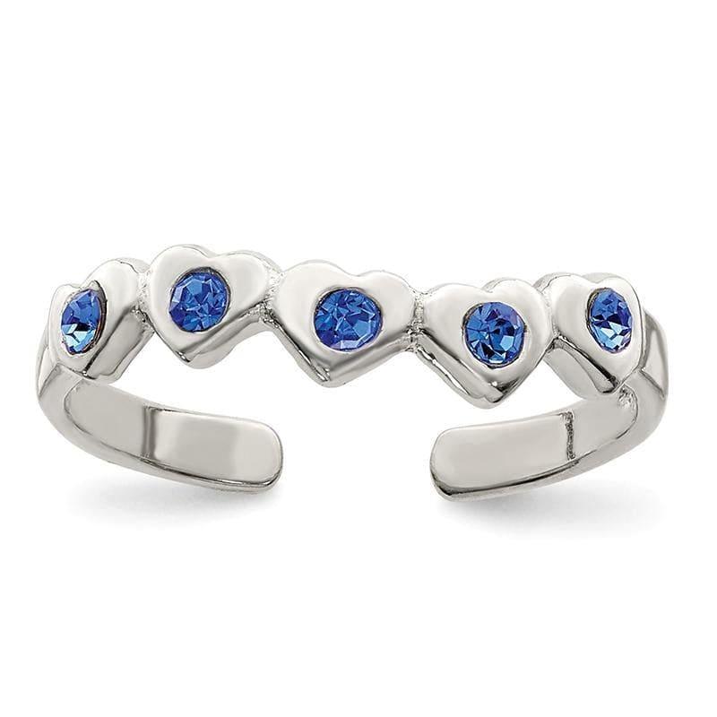 Sterling Silver Blue CZ Heart Toe Ring - Seattle Gold Grillz