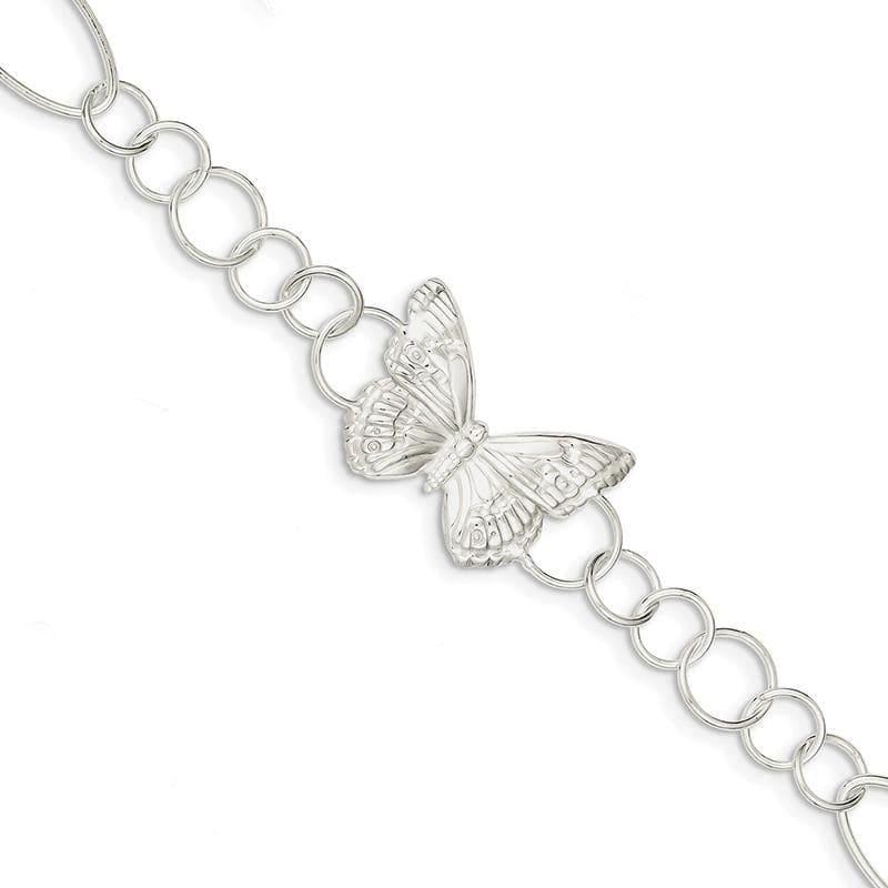 Sterling Silver Butterfly Bracelet | Weight: 5.8 grams, Length: 7.5mm, Width: mm - Seattle Gold Grillz