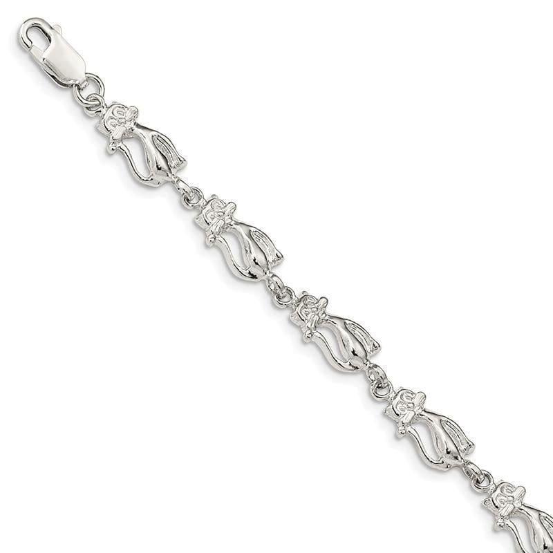 Sterling Silver Cats Bracelet | Weight: 7.39 grams, Length: 7mm, Width: mm - Seattle Gold Grillz
