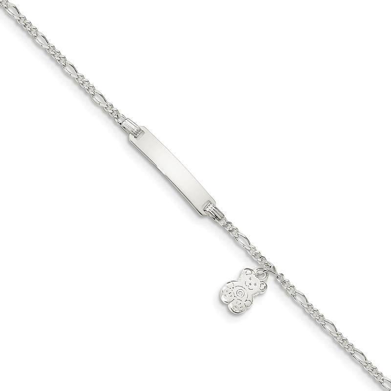 Sterling Silver Children's ID with Teddy Bear Charm Bracelet | Weight: 2.17 grams, Length: 6mm, Width: 2mm - Seattle Gold Grillz