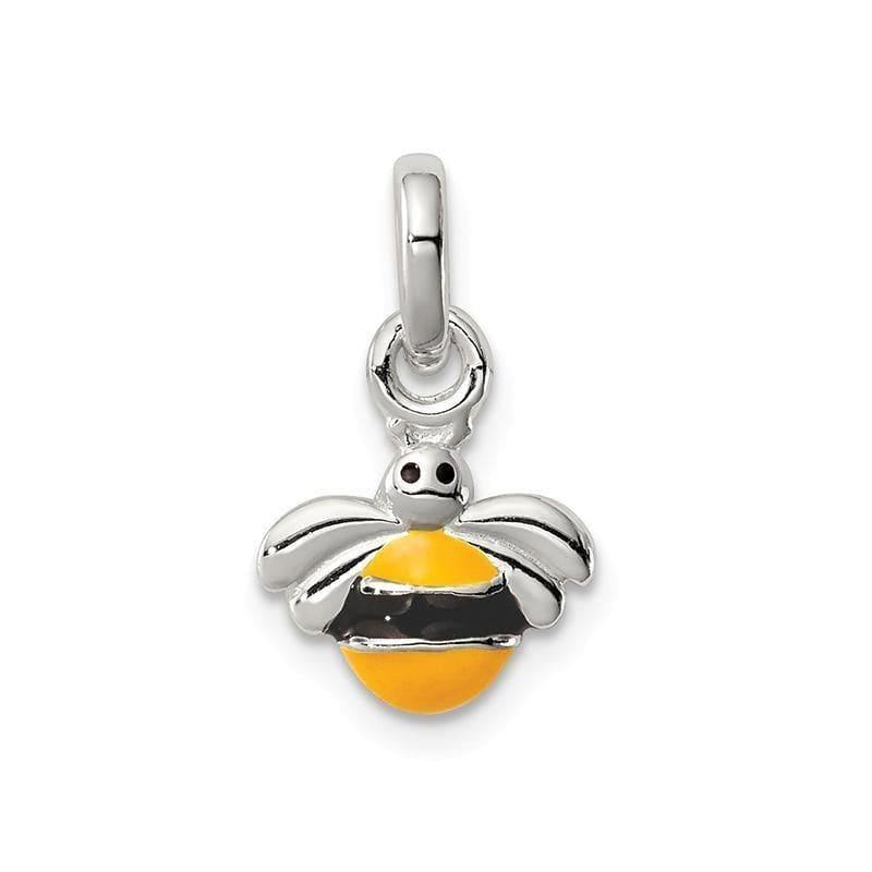 Sterling Silver Children's Yellow-Black Enameled Bee Pendant - Seattle Gold Grillz