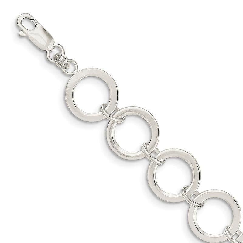 Sterling Silver Circle Link Bracelet | Weight: 5.7 grams, Length: 7.5mm, Width: mm - Seattle Gold Grillz