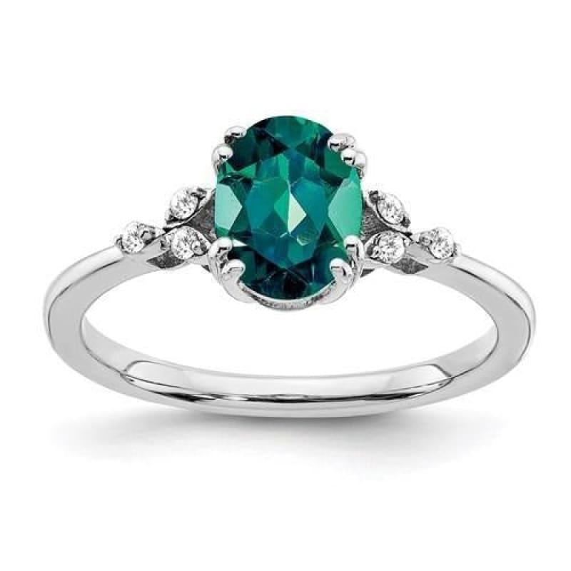 Sterling Silver Created Alexandrite And Diamond Ring - Seattle Gold Grillz