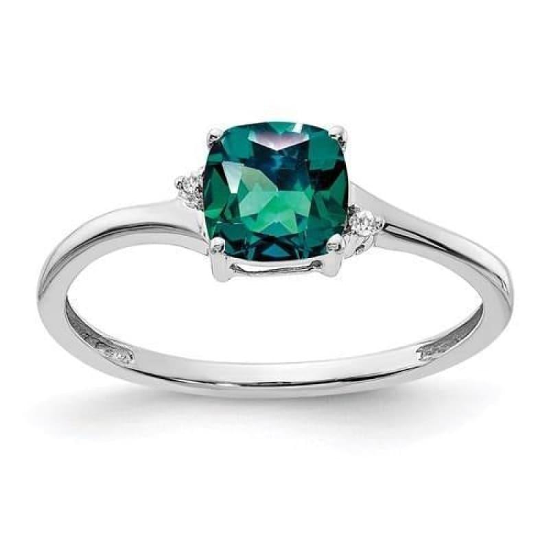Sterling Silver Created Alexandrite And Diamond Ring - Seattle Gold Grillz