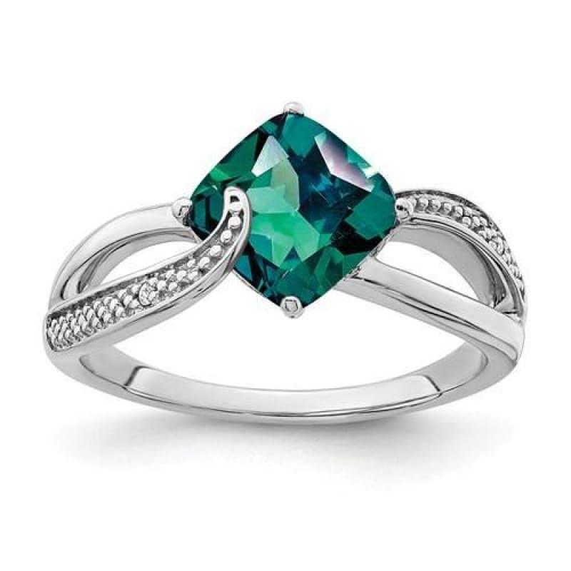 Sterling Silver Created Alexandrite And Diamond Ring - Seattle Gold Grillz