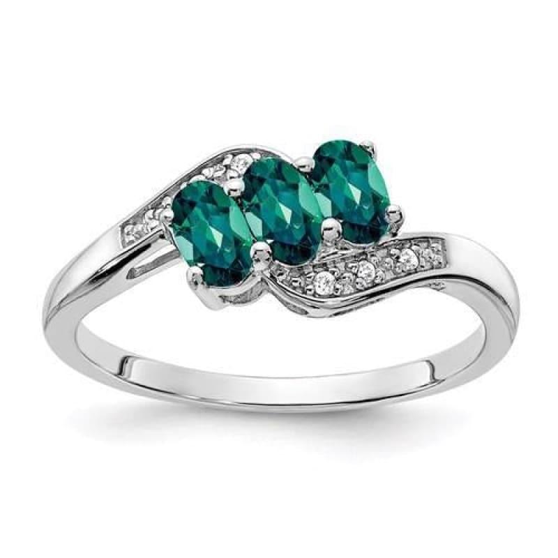 Sterling Silver Created Alexandrite And Diamond Ring - Seattle Gold Grillz