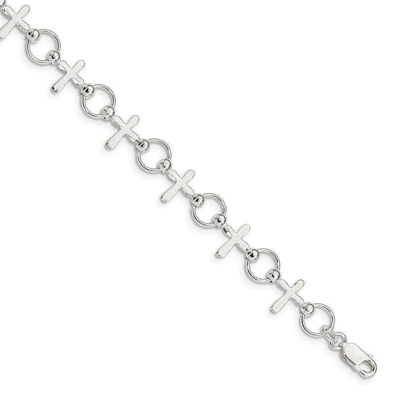 Sterling Silver Cross Bracelet | Weight: 4.86 grams, Length: 7.5mm, Width: mm - Seattle Gold Grillz