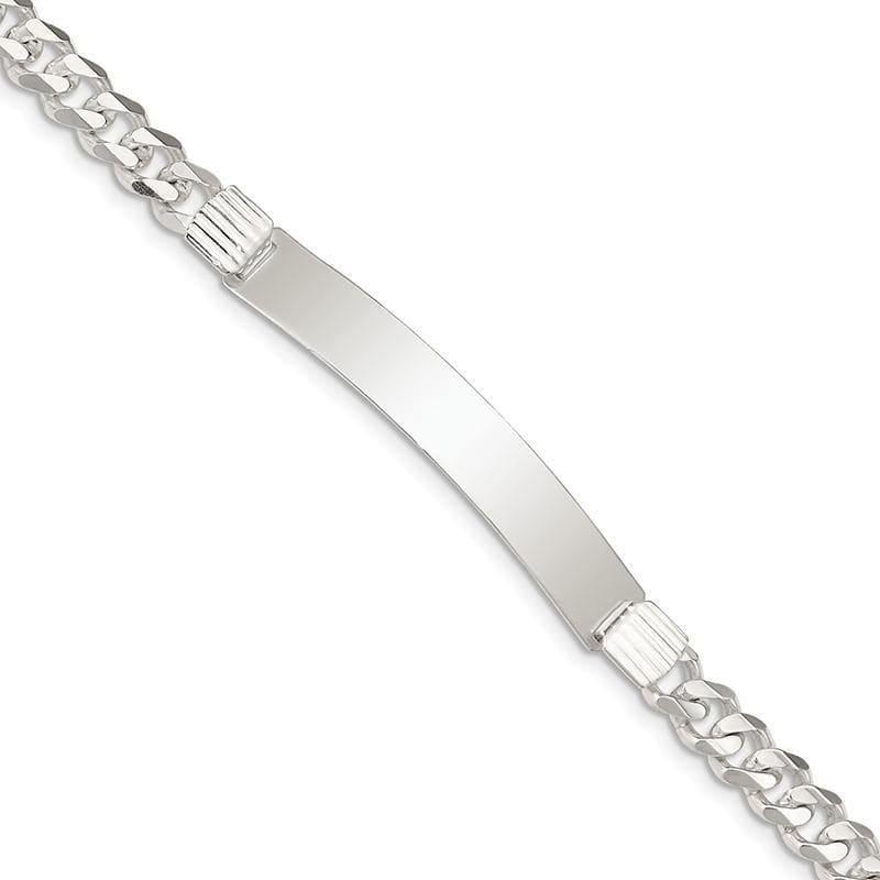 Sterling Silver Curb Link ID Bracelet | Weight: 10.5 grams, Length: 7mm, Width: 5mm - Seattle Gold Grillz