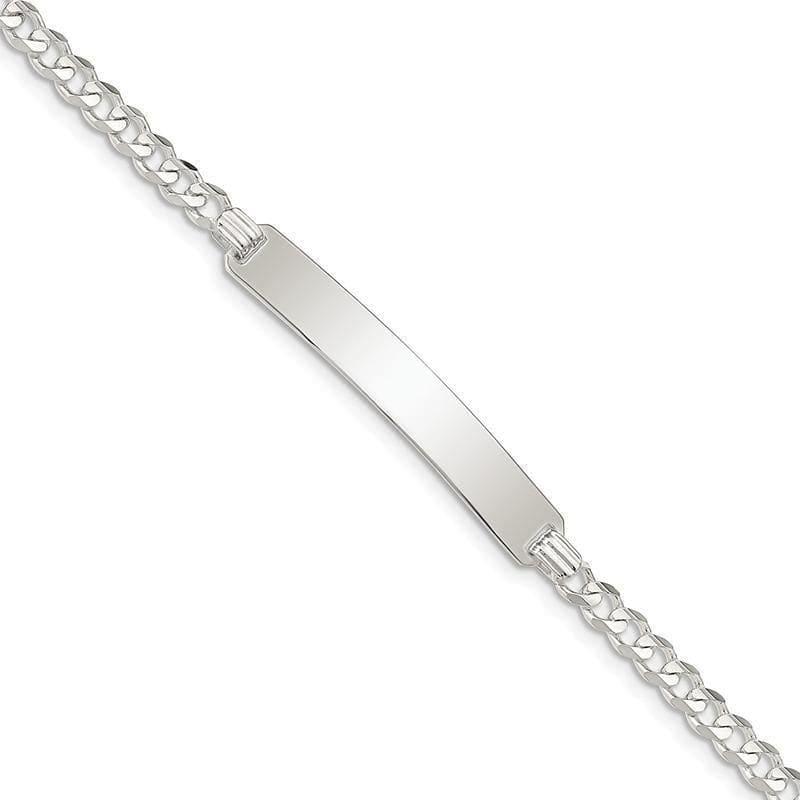 Sterling Silver Curb Link ID Bracelet | Weight: 4.95 grams, Length: 7mm, Width: 3mm - Seattle Gold Grillz