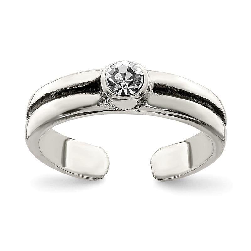 Sterling Silver CZ Antiqued Toe Ring - Seattle Gold Grillz