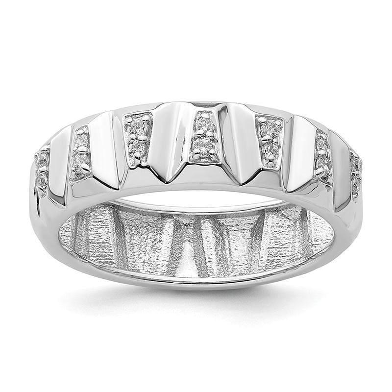 Sterling Silver CZ Grooved Ring - Seattle Gold Grillz