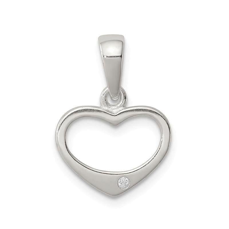 Sterling Silver CZ Heart Pendant | Weight: 0.77 grams, Length: 12mm, Width: 12mm - Seattle Gold Grillz