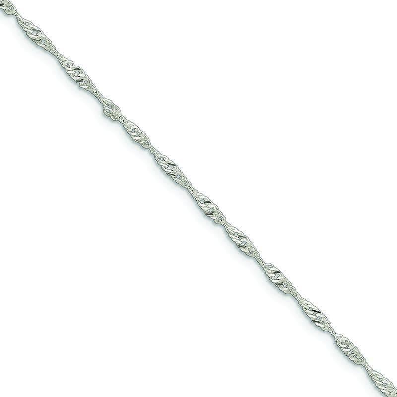 Sterling Silver D-C & Polished Anklet | Weight: 2.7 grams, Length: 9mm, Width: mm - Seattle Gold Grillz