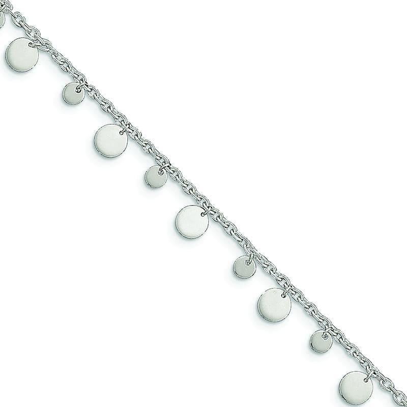 Sterling Silver Dangling Circle Anklet | Weight: 4.68 grams, Length: 10mm, Width: mm - Seattle Gold Grillz