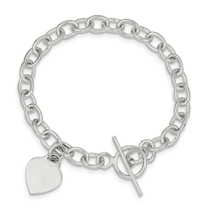 Sterling Silver Dangling Heart Charm Bracelet | Weight: 12.45 grams, Length: 17mm, Width: 14mm - Seattle Gold Grillz