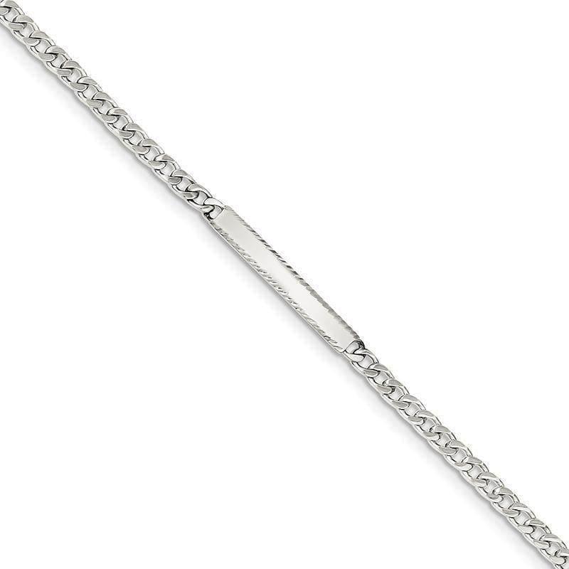 Sterling Silver Diamond-cut Engraveable Curb Link ID Bracelet - Seattle Gold Grillz
