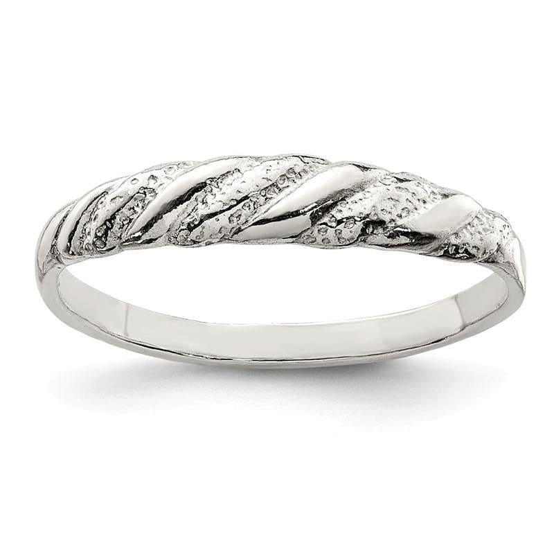 Sterling Silver Diamond-cut Twisted Ring - Seattle Gold Grillz