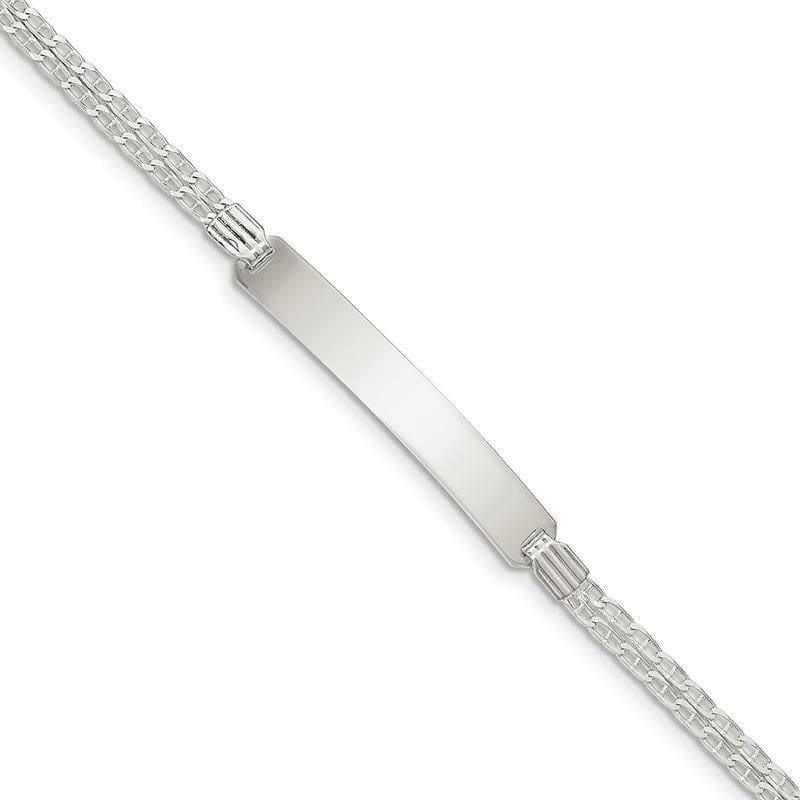Sterling Silver Double Chain Fancy Link ID Bracelet | Weight: 3.38 grams, Length: 7.5mm, Width: 6mm - Seattle Gold Grillz