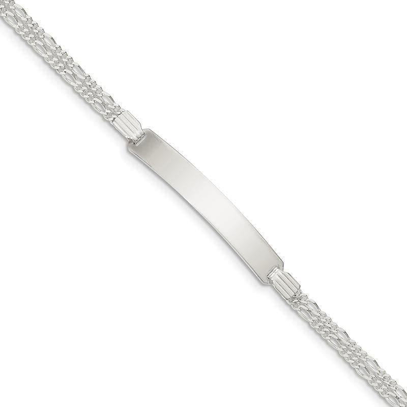 Sterling Silver Double Chain Fancy Link ID Bracelet | Weight: 3.59 grams, Length: 7.5mm, Width: 6mm - Seattle Gold Grillz