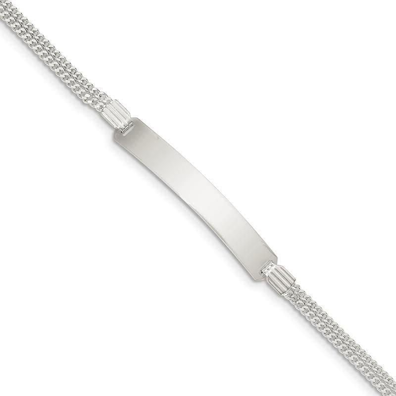 Sterling Silver Double Chain ID Bracelet | Weight: 4.01 grams, Length: 7.5mm, Width: 6mm - Seattle Gold Grillz