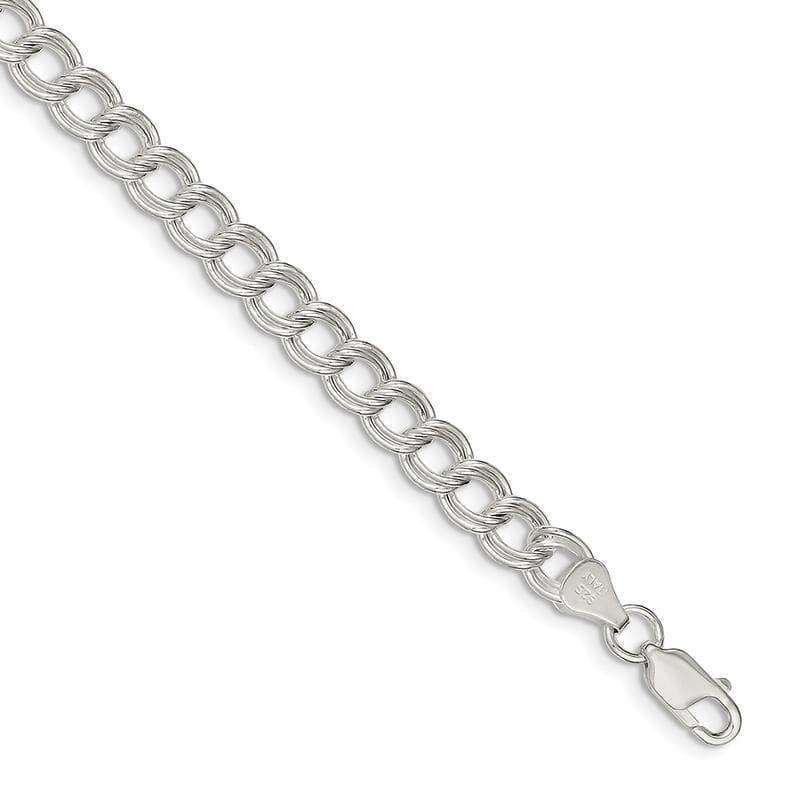 Sterling Silver Double Link Charm Bracelet - Seattle Gold Grillz
