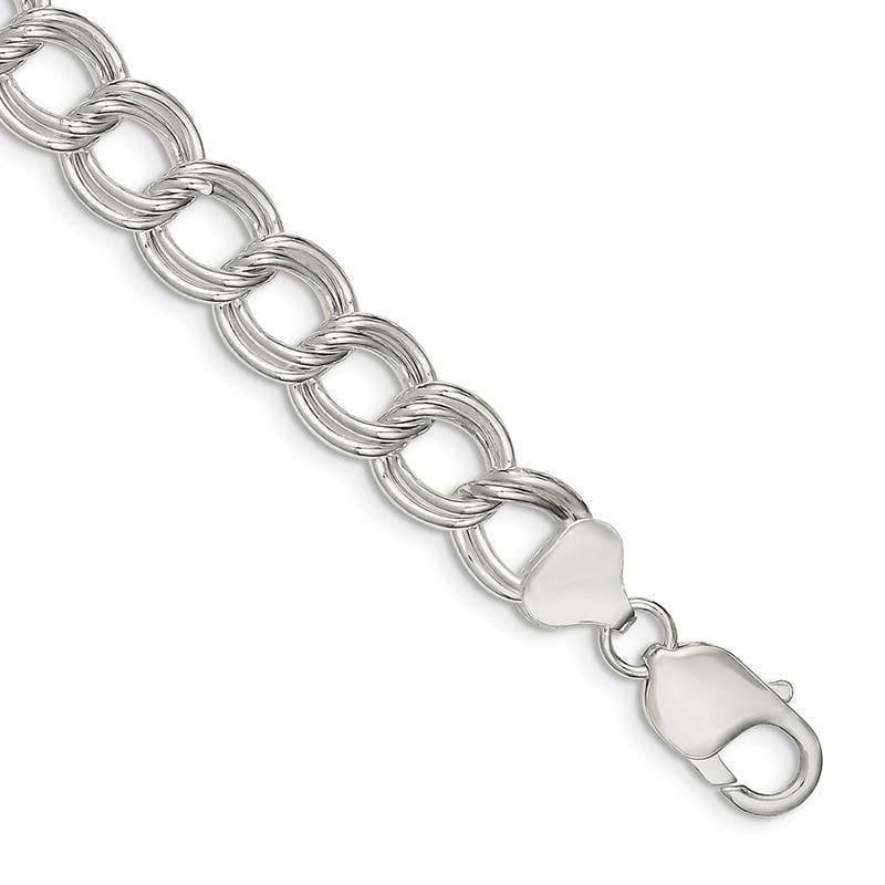 Sterling Silver Double Link Charm Bracelet - Seattle Gold Grillz