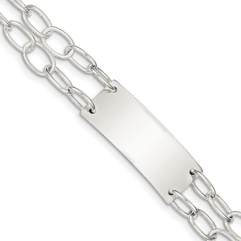 Sterling Silver Double Strand Oval Link ID Bracelet | Weight: 15.98 grams, Length: 7.25mm, Width: 14mm - Seattle Gold Grillz