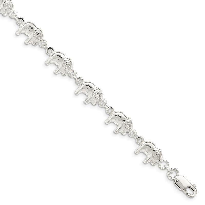 Sterling Silver Elephant Bracelet | Weight: 6.48 grams, Length: 7mm, Width: mm - Seattle Gold Grillz