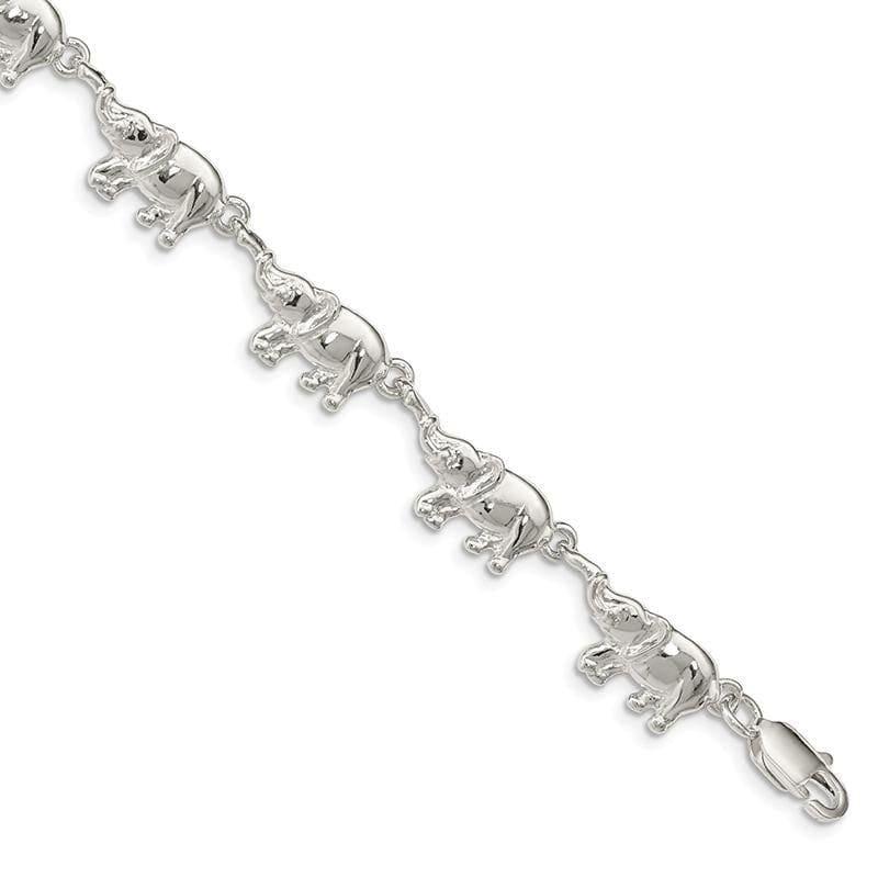 Sterling Silver Elephants Bracelet | Weight: 10.68 grams, Length: 7mm, Width: mm - Seattle Gold Grillz