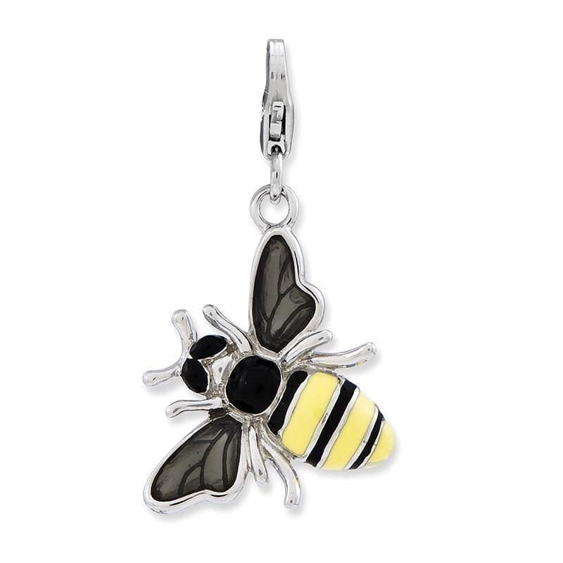 Sterling Silver Enameled 3-D Yellow Jacket w-Lobster Clasp Charm - Seattle Gold Grillz