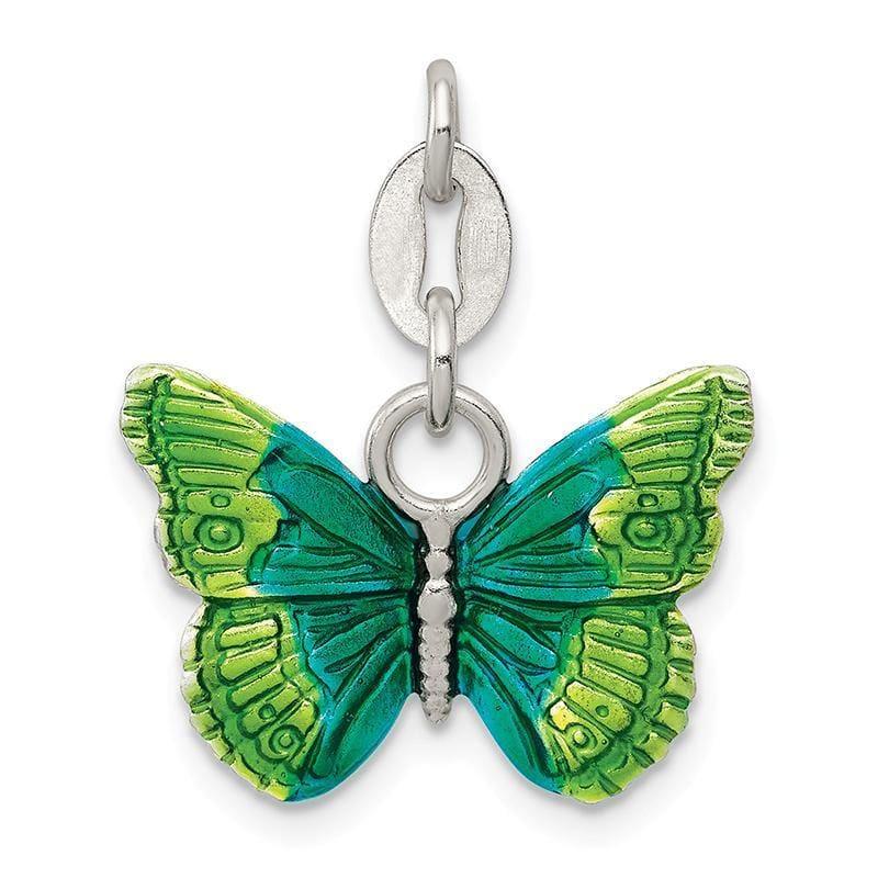 Sterling Silver Enameled Butterfly Charm - Seattle Gold Grillz